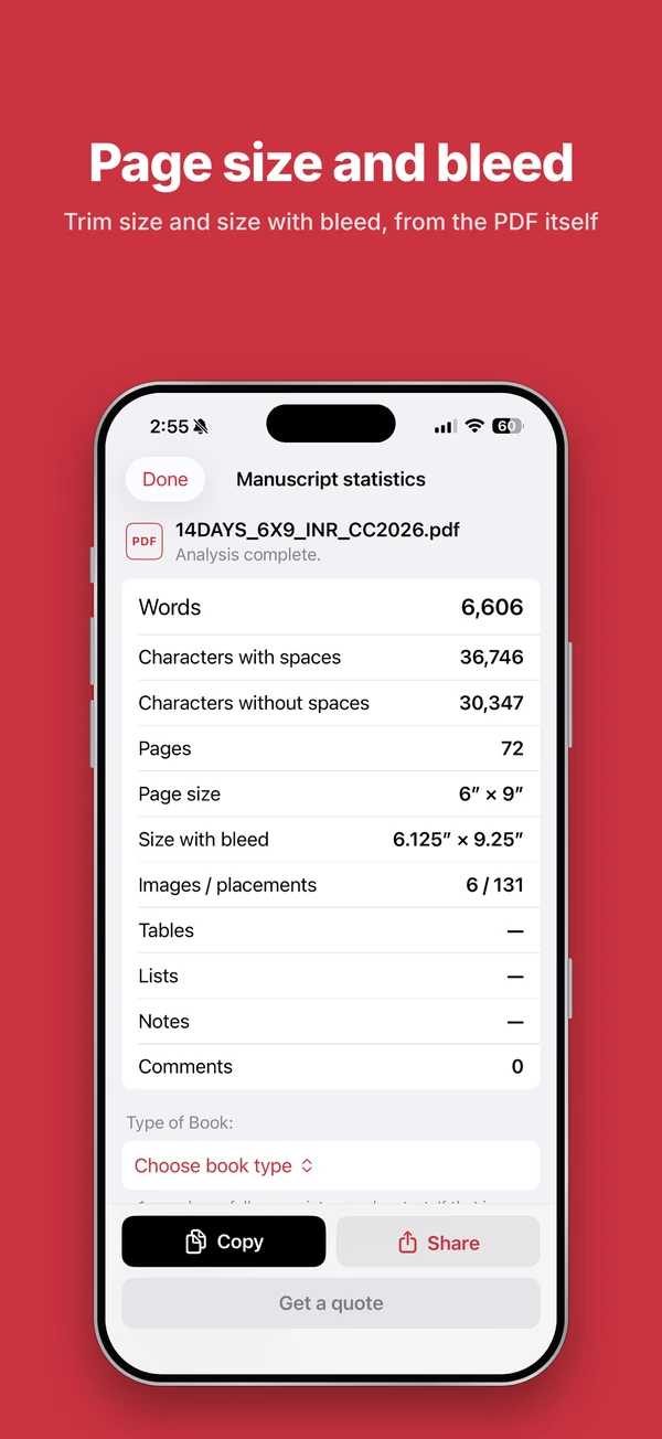 Page size and bleed