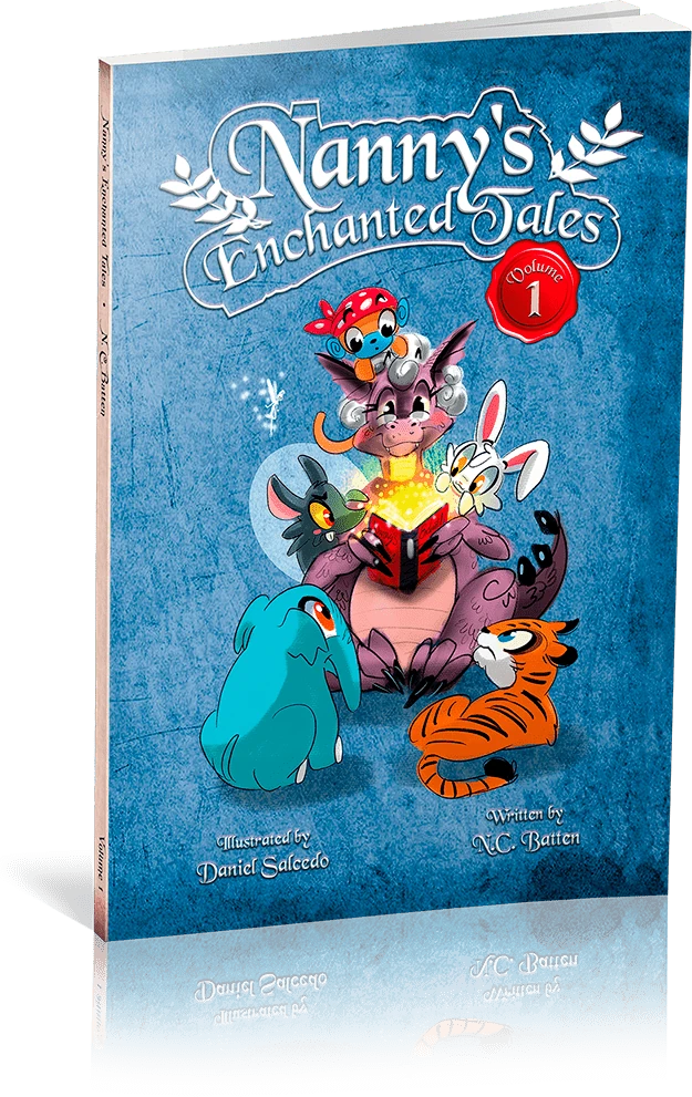 The blue illustrated cover of Nanny’s Enchanted Tales